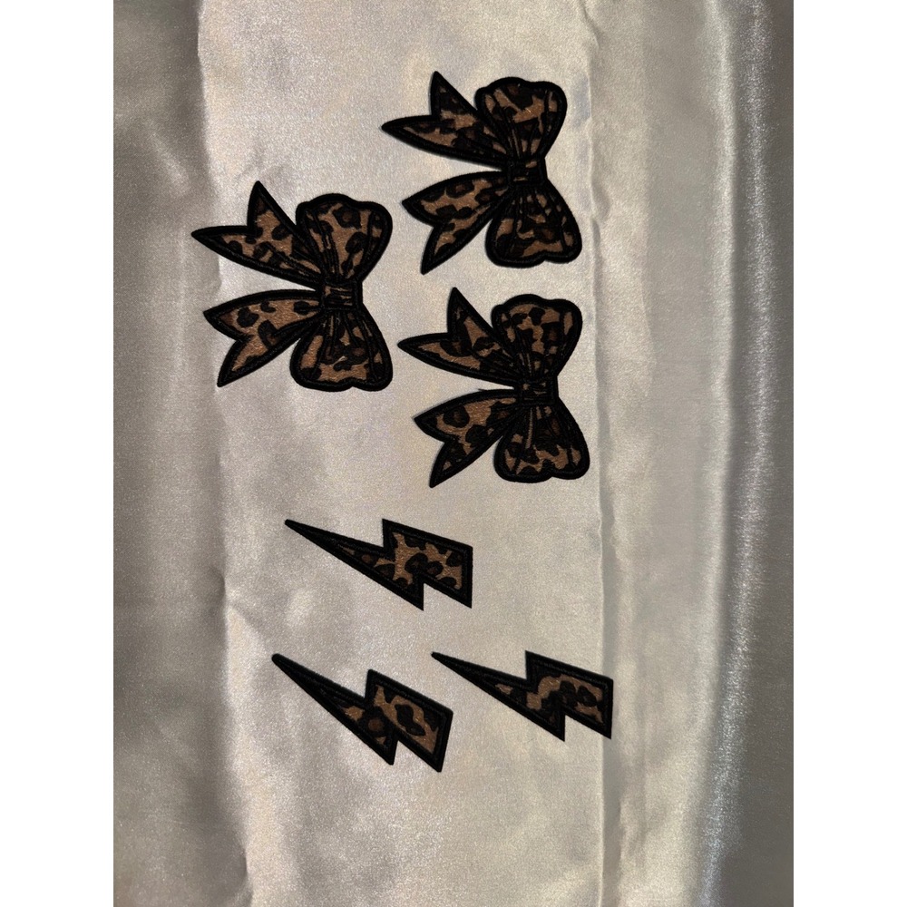 Leopard Print Iron On Patch Set Bows and Lightning Bolts Cheetah Applique 6pc